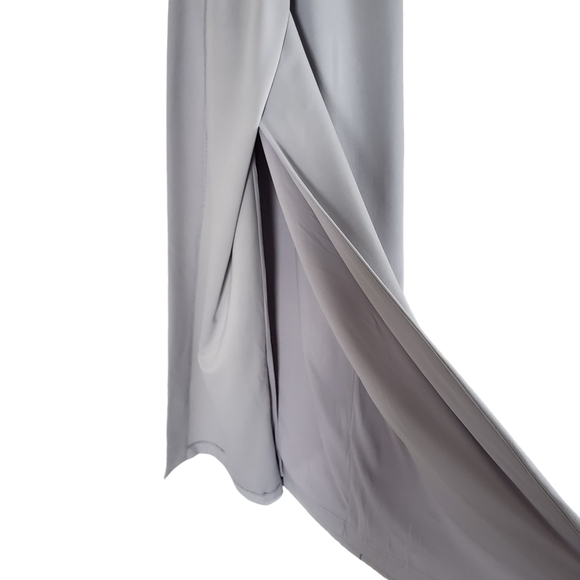 NWT Adrianna Papell Silver Gray Sleeveless Draped Formal Maxi Column Dress - Picture 7 of 9